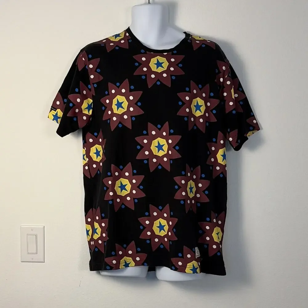 Play Cloths Men's Short Sleeve Graphic Star Print Crew Neck Cotton Jersey L